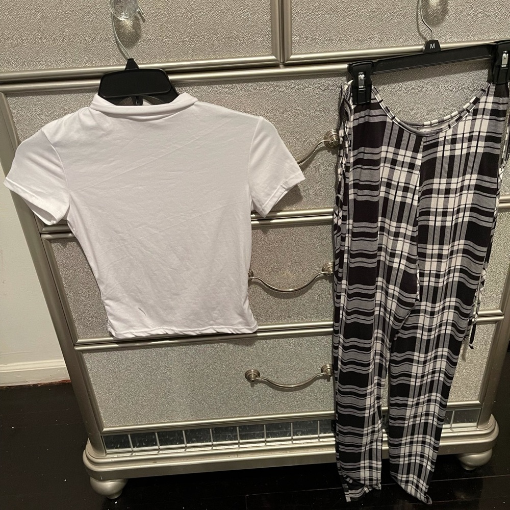 Playful plaid pant set